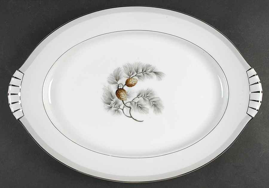 Silver Pine 17" Oval Serving Platter by Kent (Japan)-1