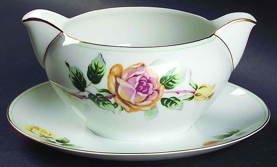 Trio Gravy Boat with Attached Underplate by Kent (Japan)-1
