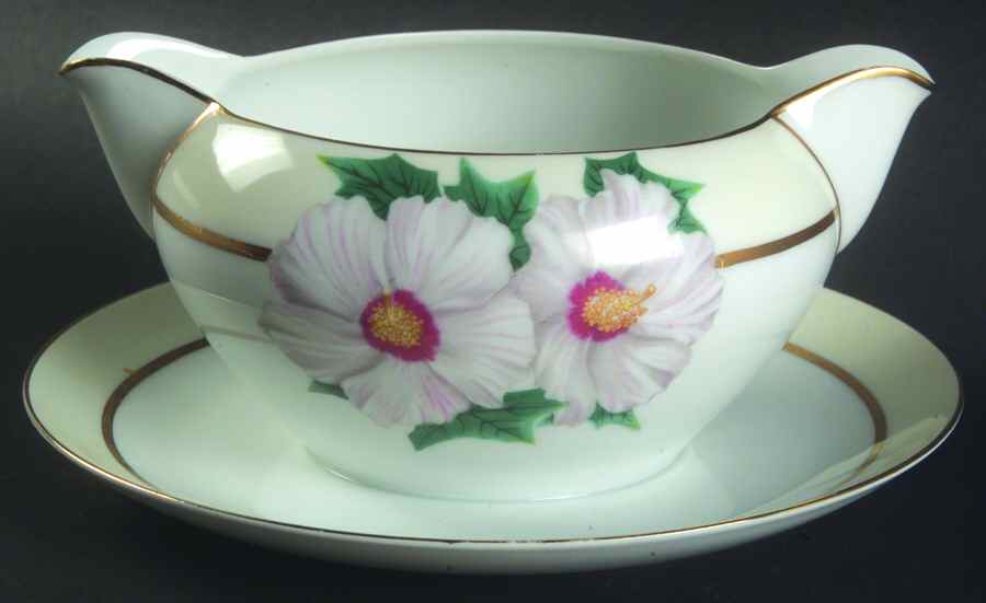 Tropical Gravy Boat with Attached Underplate by Kent (Japan)-1