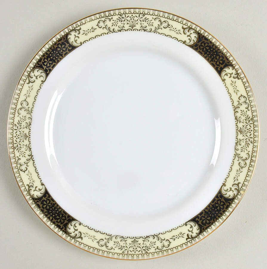 Windsor White and Black Salad Plate by Kent (Japan)-1