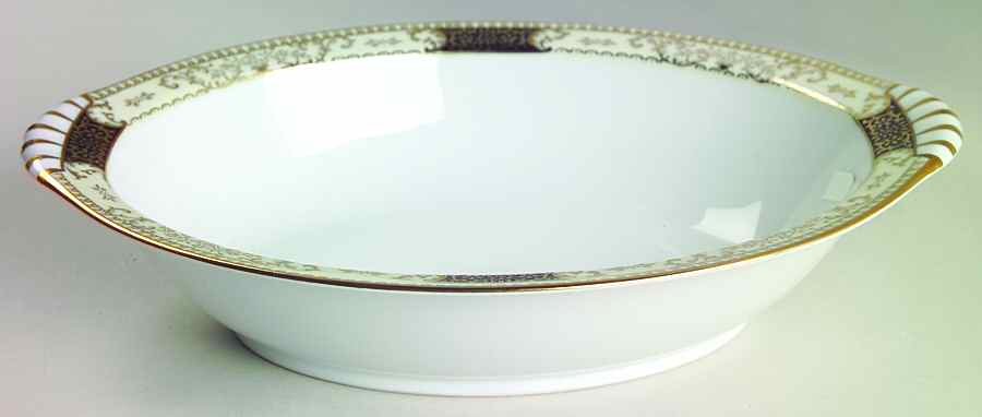 Windsor White and Black 11" Oval Vegetable Bowl by Kent (Japan)-1