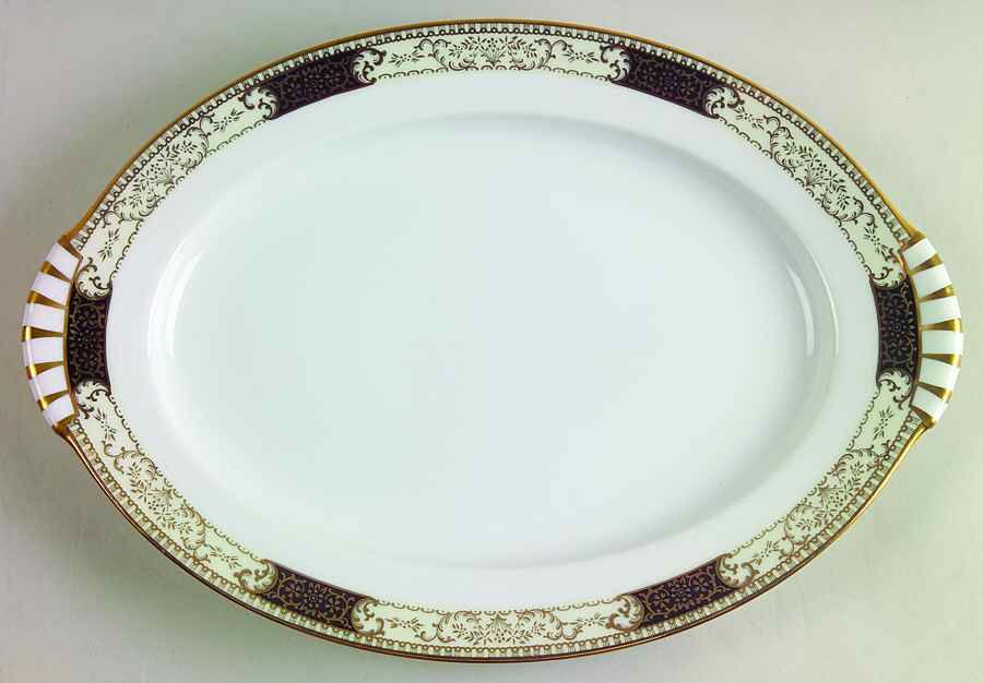 Windsor White and Black 12" Oval Serving Platter by Kent (Japan)-1