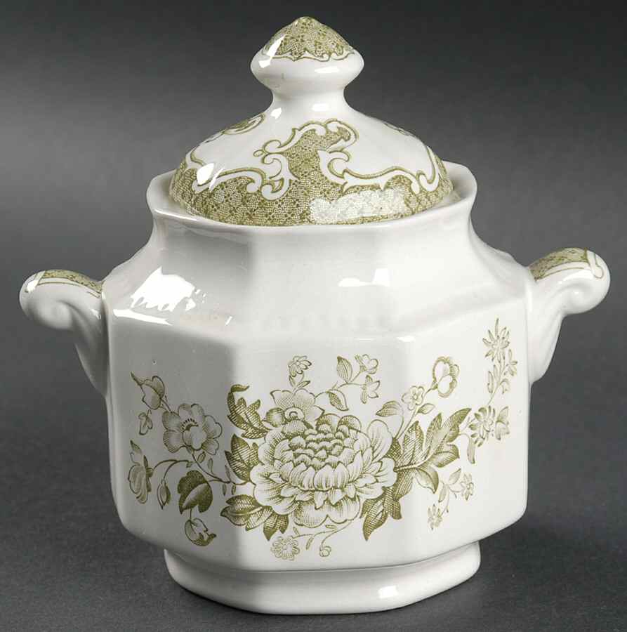 Balmoral Green Sugar Bowl & Lid by Kensington Staffords-1