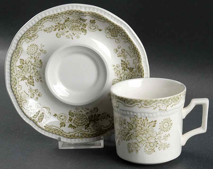 Balmoral Green Flat Cup & Saucer Set by Kensington Staffords-1