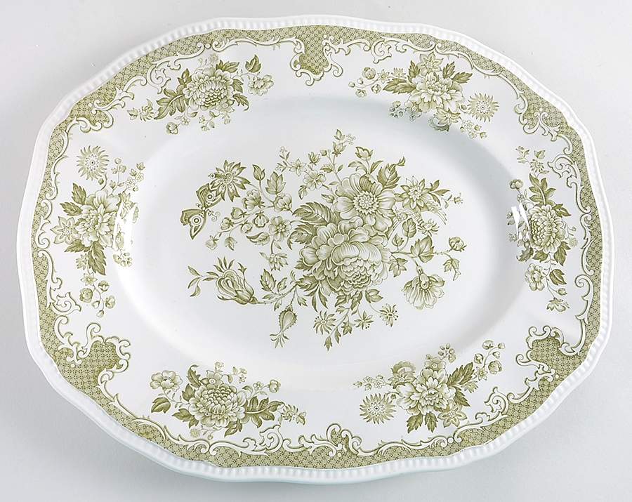 Balmoral Green 14" Oval Serving Platter by Kensington Staffords-1