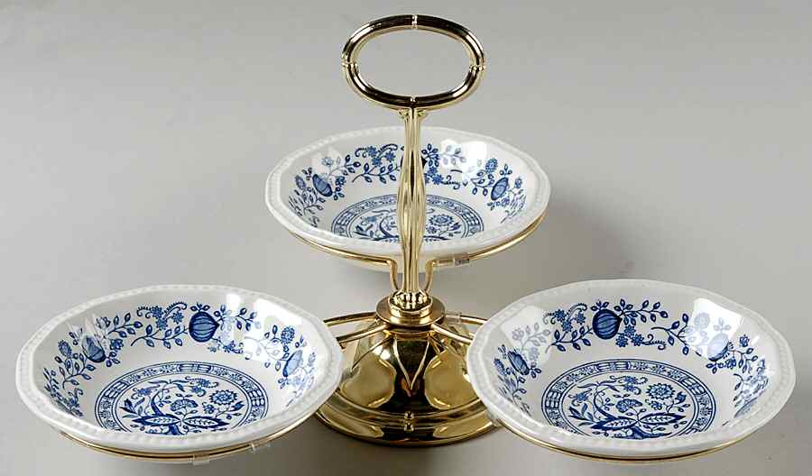 Coventry Blue 7" x 12" 3-Part Relish & Metal Stand (FR) HC by Kensington Staffords-1