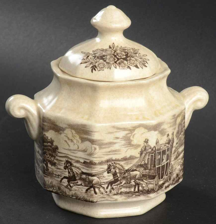 Dickens Coaching Days Sugar Bowl & Lid by Kensington Staffords-1