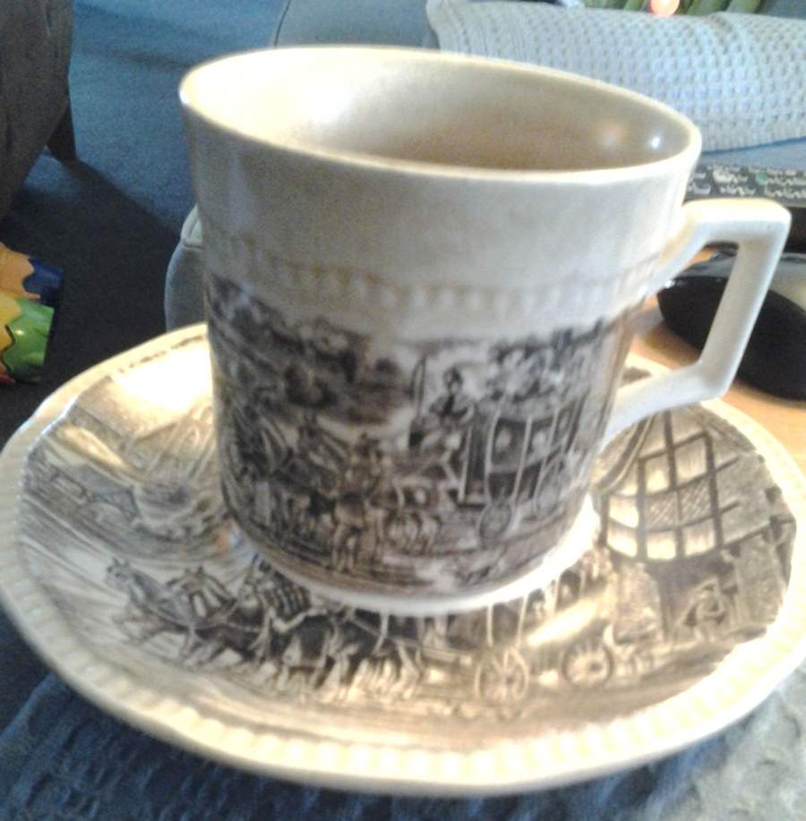 Dickens Coaching Days Flat Cup & Saucer Set by Kensington Staffords-1