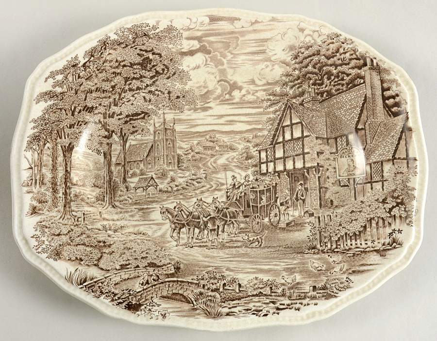 Dickens Coaching Days 12" Oval Serving Platter by Kensington Staffords-1