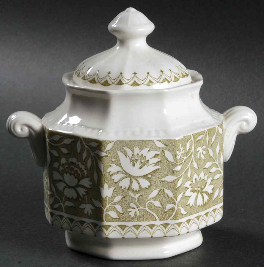 Dundee Green Sugar Bowl & Lid by Kensington Staffords-1