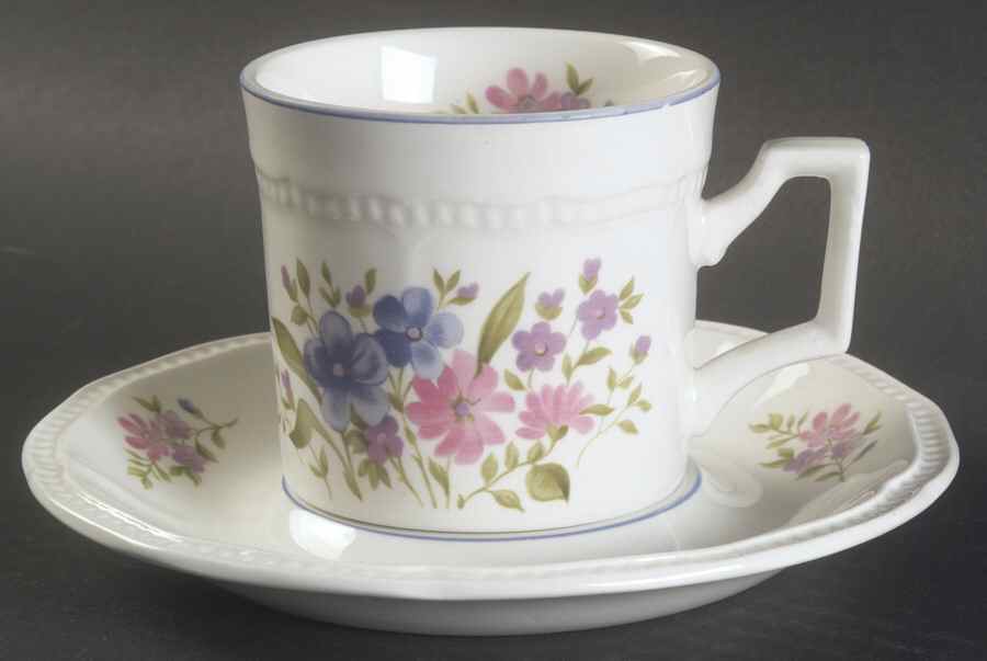 English Garden Flat Cup & Saucer Set by Kensington Staffords-1