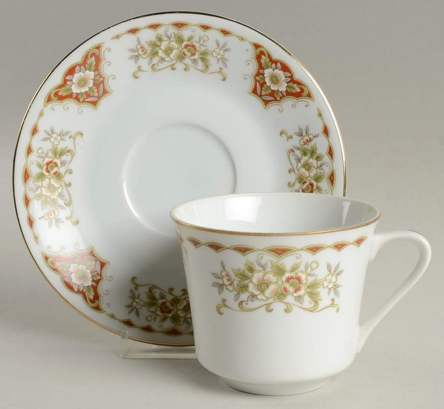 Ming Flowers Flat Cup & Saucer Set by Kimco-1