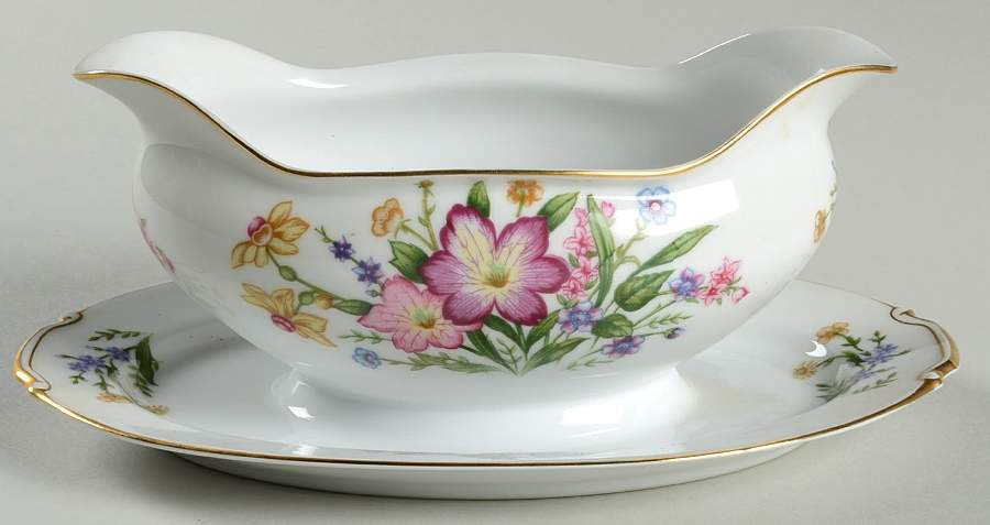 Bouquet Gravy Boat with Attached Underplate by King's Court-1