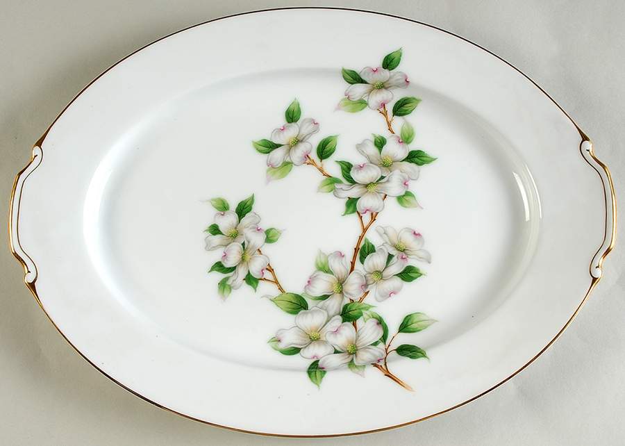 Dogwood 15" Oval Serving Platter by King's Court-1