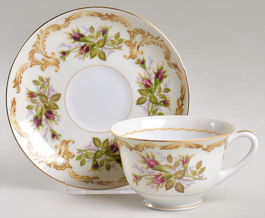Rose Bud Footed Cup & Saucer Set by King's Court-1