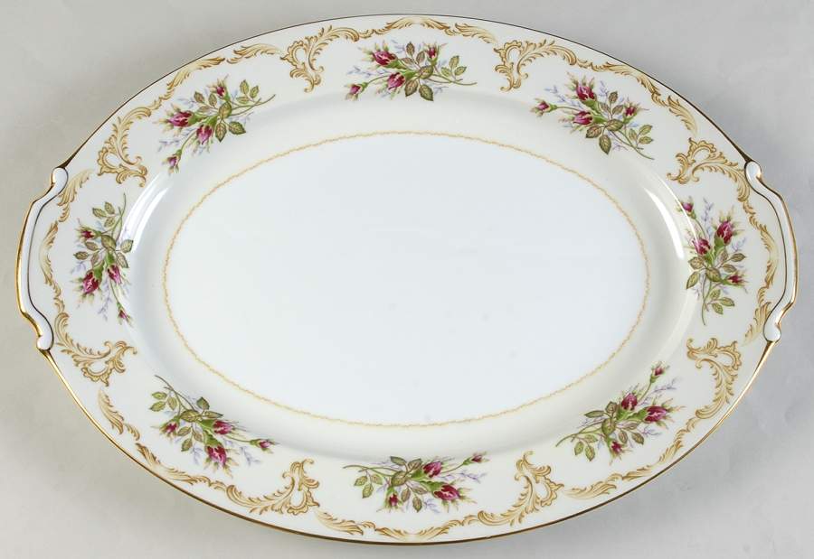Rose Bud 16" Oval Serving Platter by King's Court-1