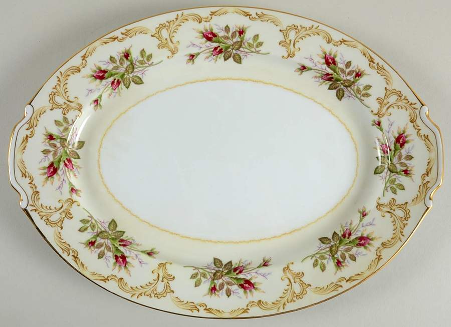 Rose Bud 14" Oval Serving Platter by King's Court-1