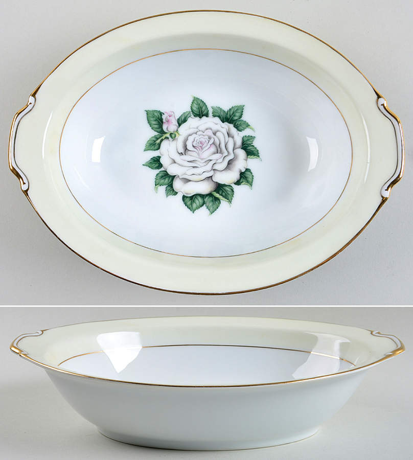 White Rose 11" Oval Vegetable Bowl by King's Court-1