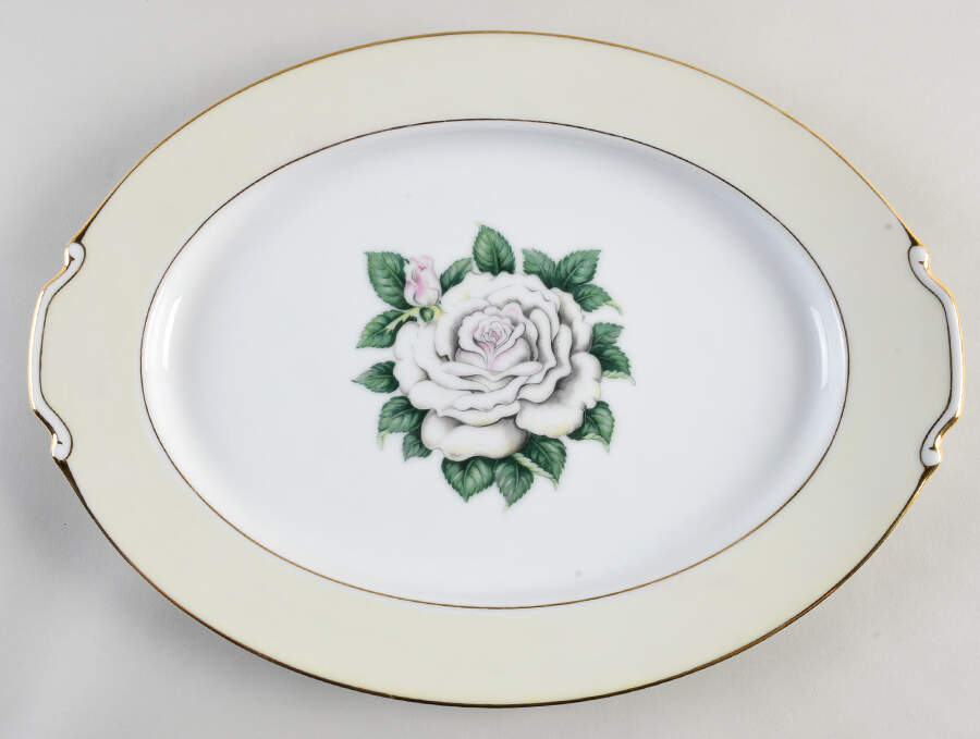 White Rose 14" Oval Serving Platter by King's Court-1