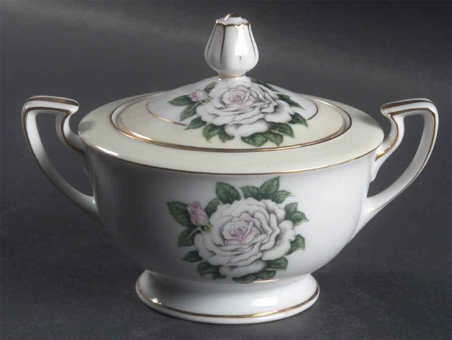 White Rose Sugar Bowl & Lid by King's Court-1
