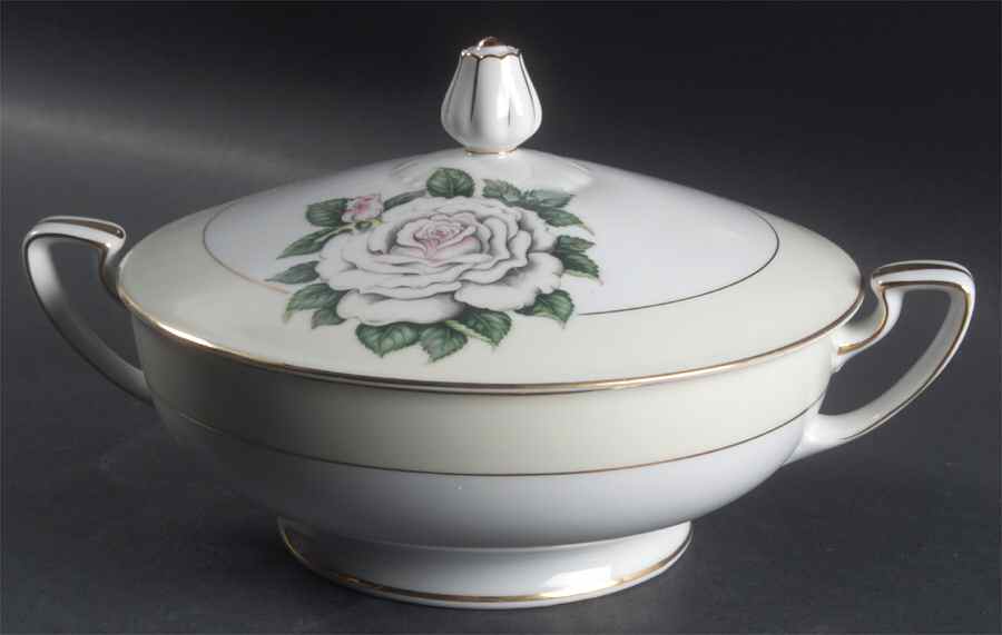 White Rose Round Covered Vegetable by King's Court-1