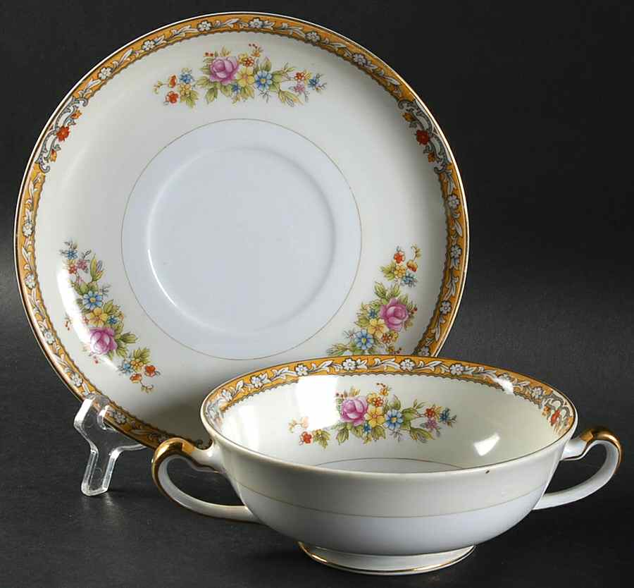 KIK1 Footed Cream Soup Bowl & Saucer Set by Kikusui-1