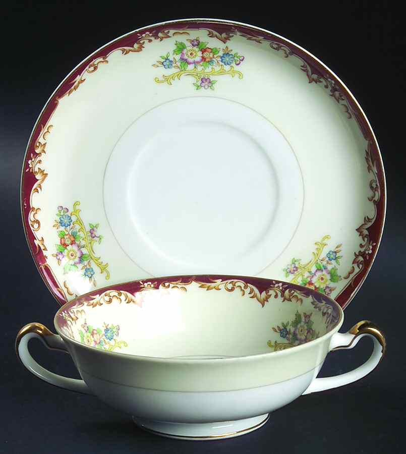 KIK14 Footed Cream Soup Bowl & Saucer Set by Kikusui-1