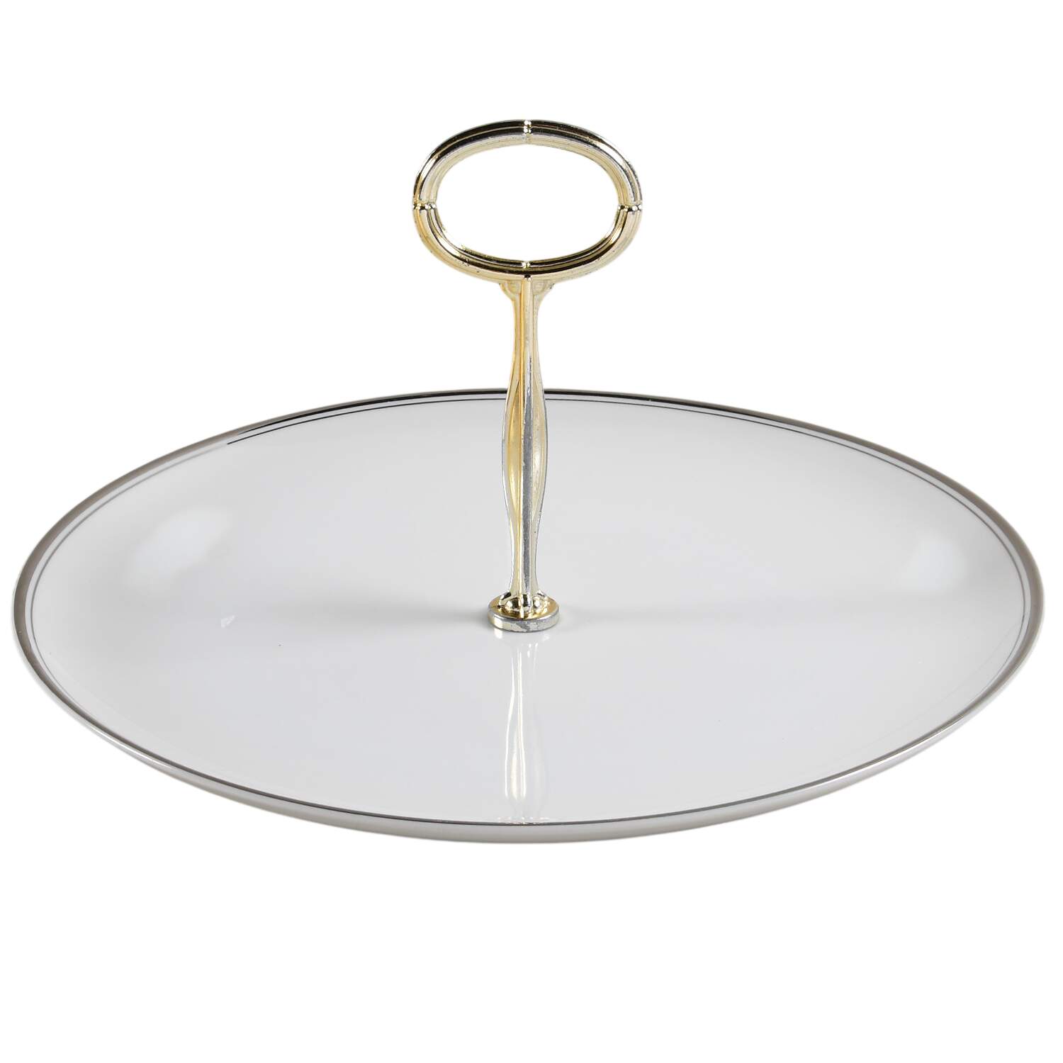 Silver Chalice Round Serving Plate with Center Handle (Dp) Hc by Kimberly-1