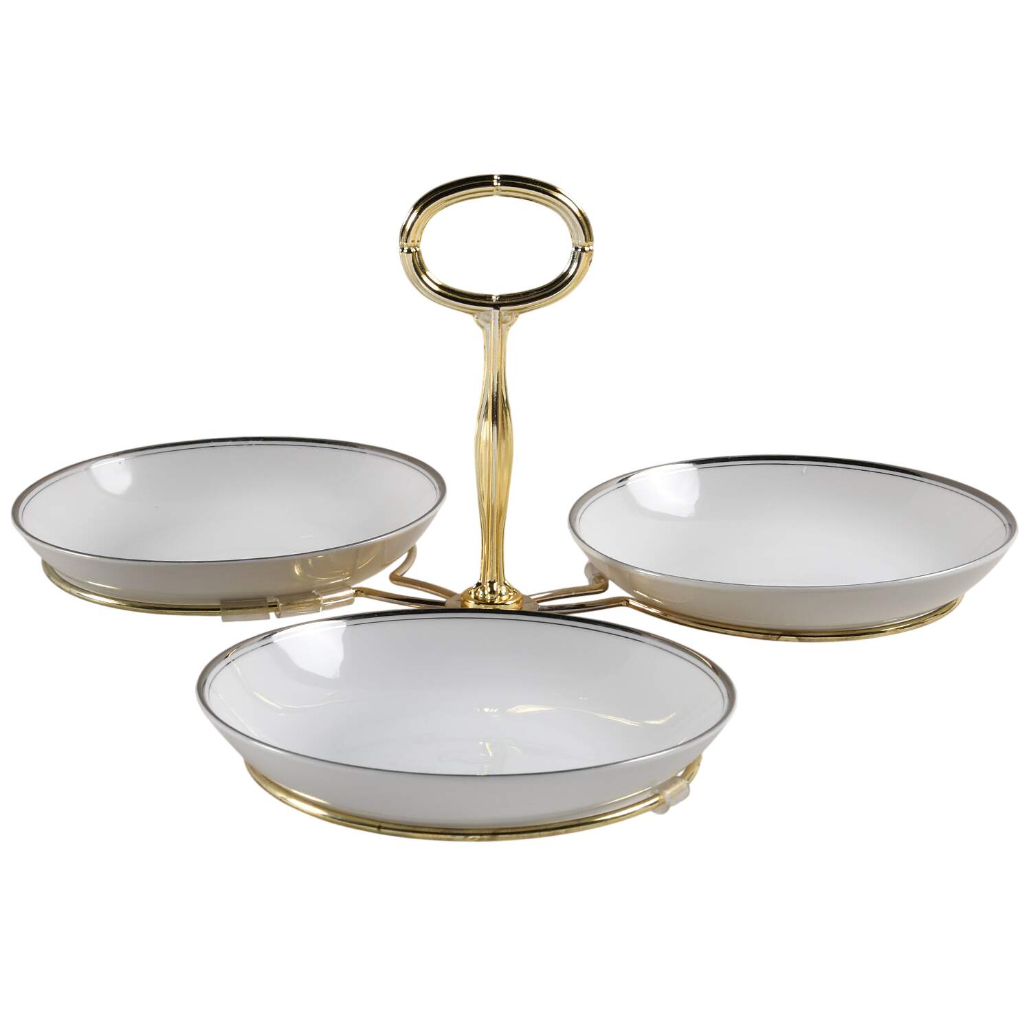 Silver Chalice 7" x 12" 3-Part Relish & Metal Stand (FR) HC by Kimberly-1
