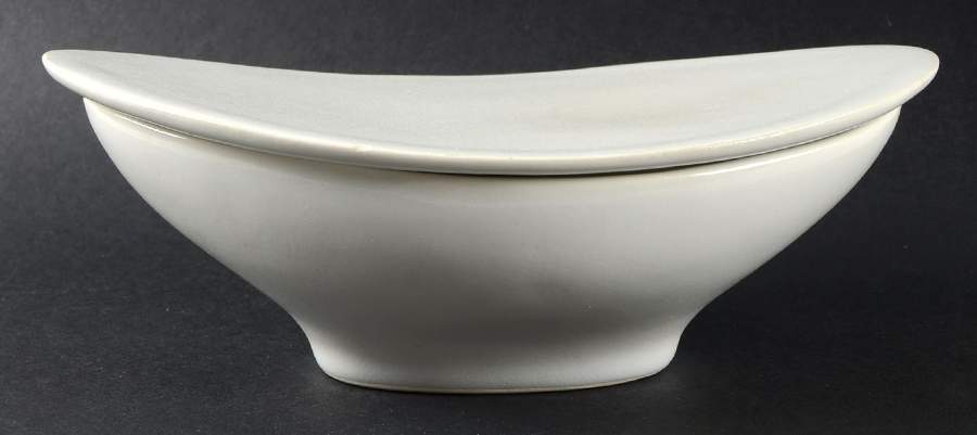 Antique White Sauce Boat & Lid by Edwin Knowles-1