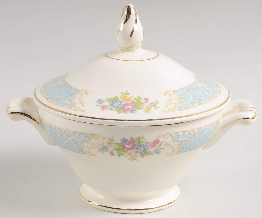 Blue Dawn Sugar Bowl & Lid by Edwin Knowles-1