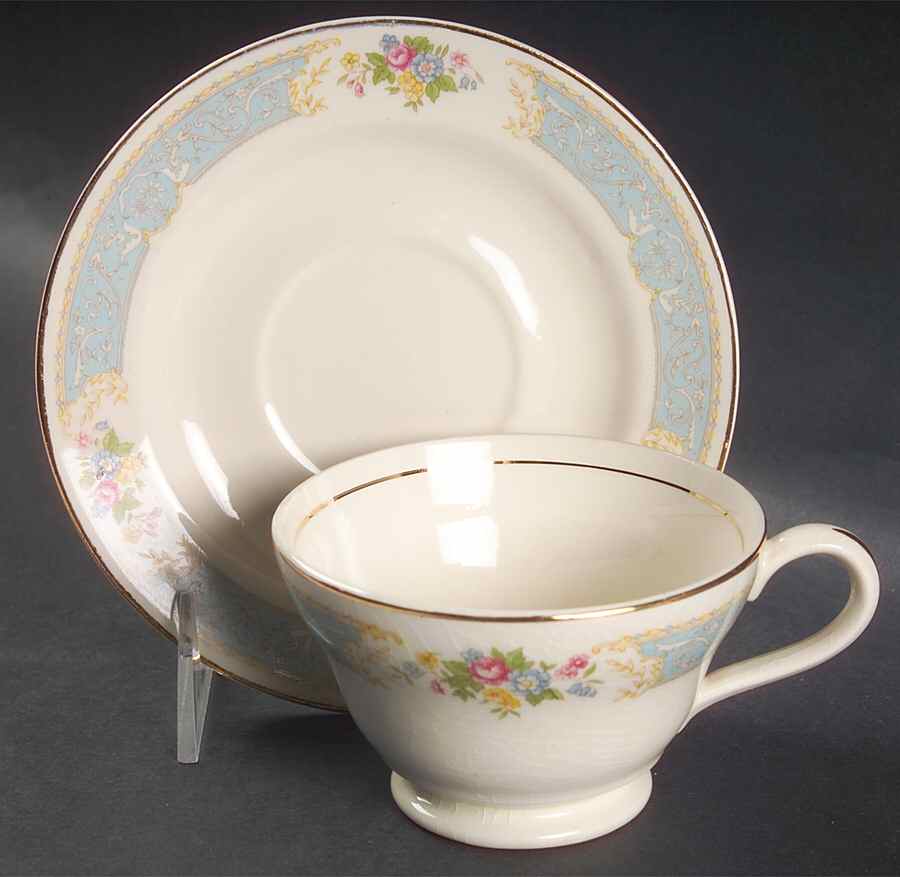 Blue Dawn Footed Cup & Saucer Set by Edwin Knowles-1