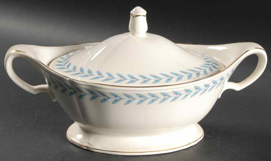 Blue Laurel Oval Covered Vegetable by Edwin Knowles-1