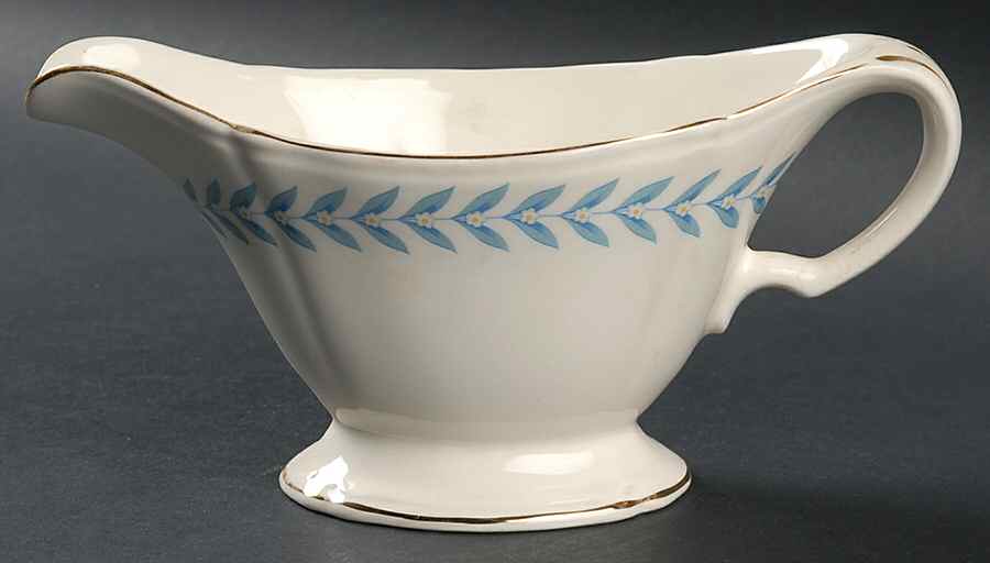 Blue Laurel Gravy Boat by Edwin Knowles-1