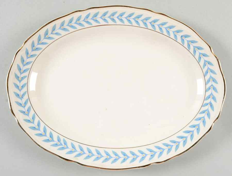 Blue Laurel 11" Oval Serving Platter by Edwin Knowles-1