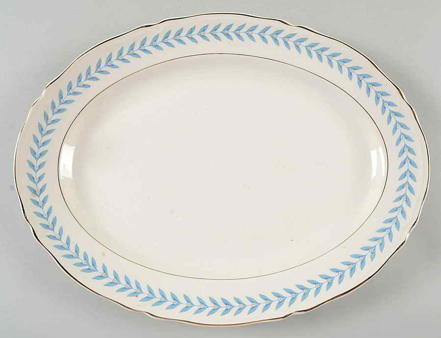 Blue Laurel 15" Oval Serving Platter by Edwin Knowles-1