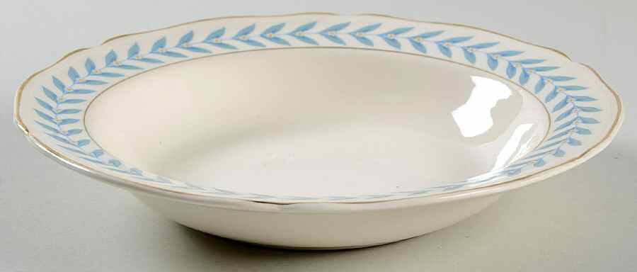 Blue Laurel Rim Soup Bowl by Edwin Knowles-1