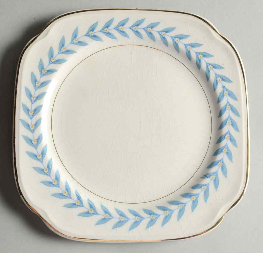Blue Laurel Square Salad Plate by Edwin Knowles-1