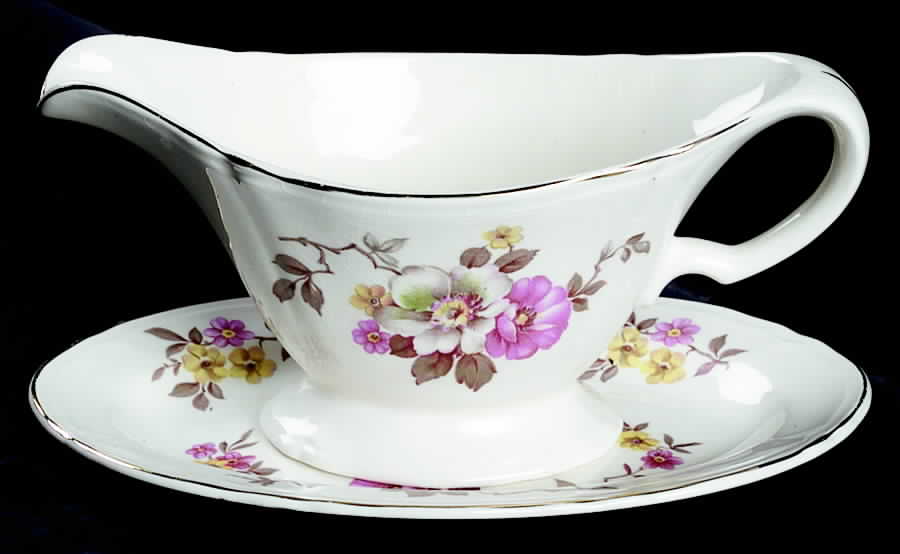 Blossom Time Gravy Boat & Underplate/Relish by Edwin Knowles-1