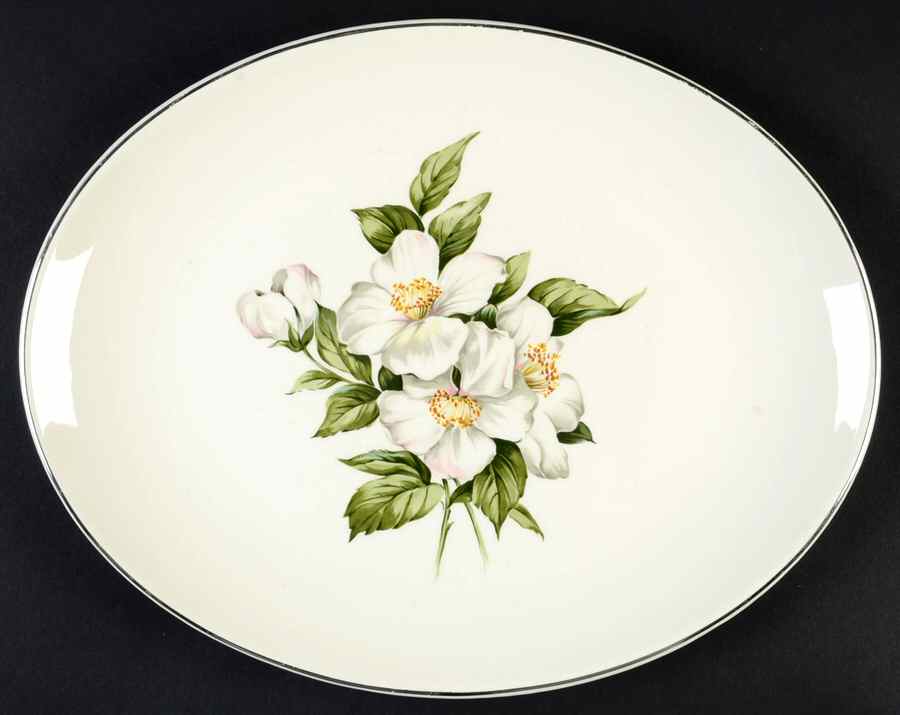 Blossomtime 12" Oval Serving Platter by Edwin Knowles-1