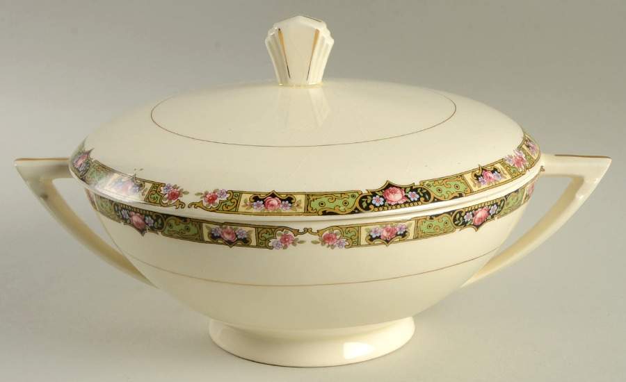 Chartreuse Round Covered Vegetable by Edwin Knowles-1