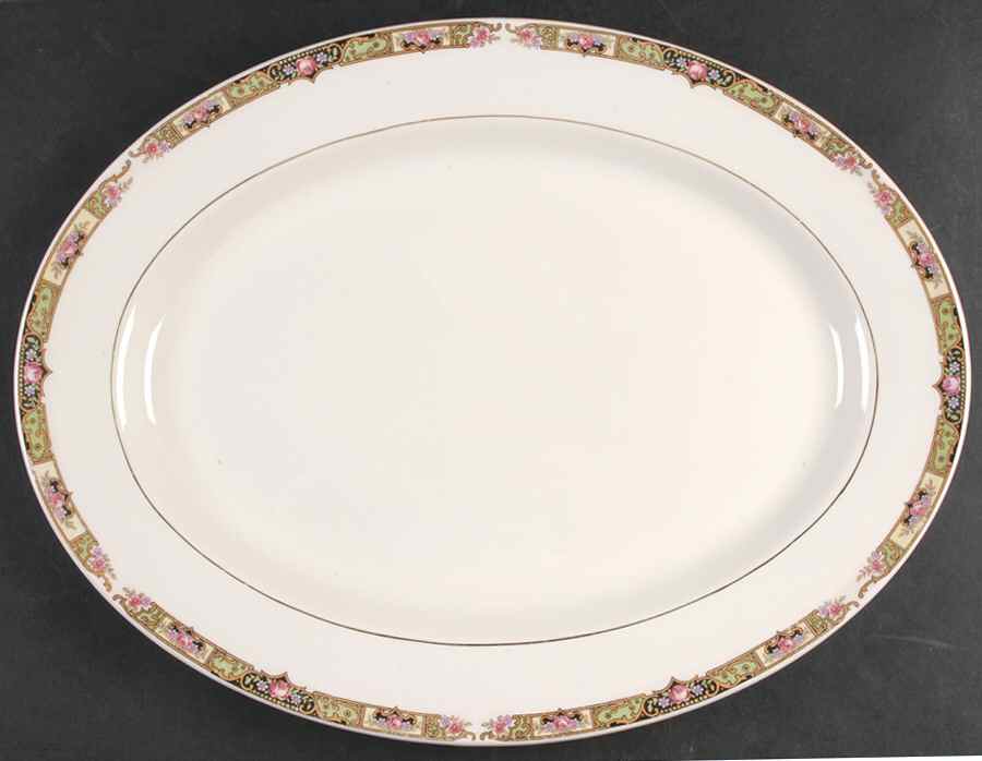 Chartreuse 15" Oval Serving Platter by Edwin Knowles-1