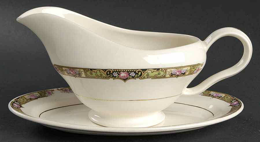 Chartreuse Gravy Boat & Underplate by Edwin Knowles-1