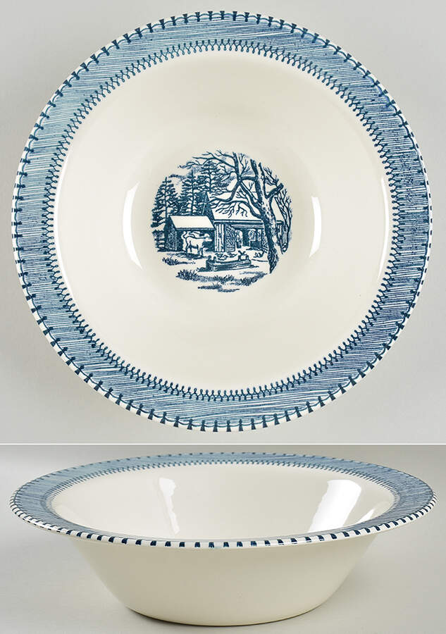 Country Life Blue 9" Round Vegetable Bowl by Edwin Knowles-1