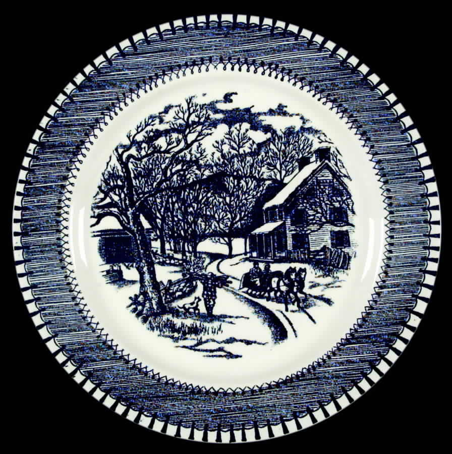 Country Life Blue Dinner Plate by Edwin Knowles-1
