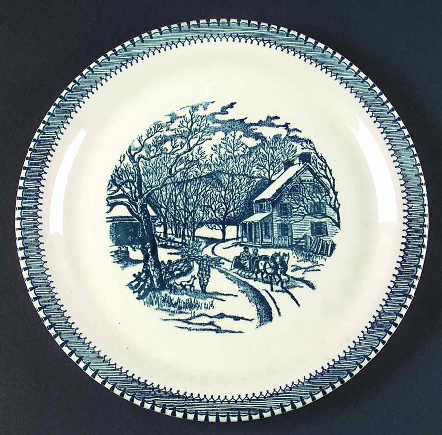 Country Life Blue 11" Chop Plate (Round Platter) by Edwin Knowles-1