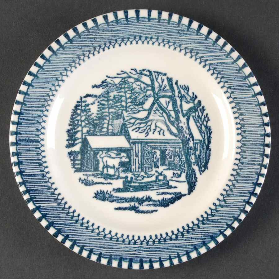 Country Life Blue Bread & Butter Plate by Edwin Knowles-1