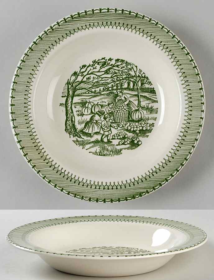 Country Life Green Rim Soup Bowl by Edwin Knowles-1