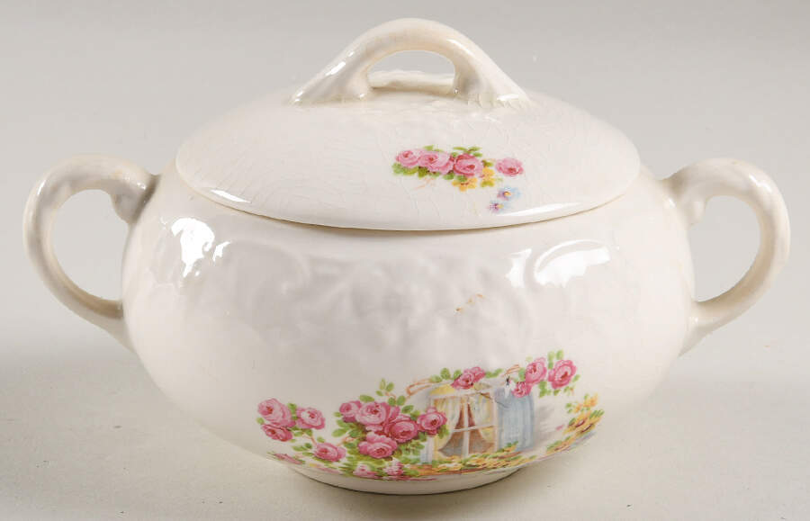Cottage Window Sugar Bowl & Lid by Edwin Knowles-1