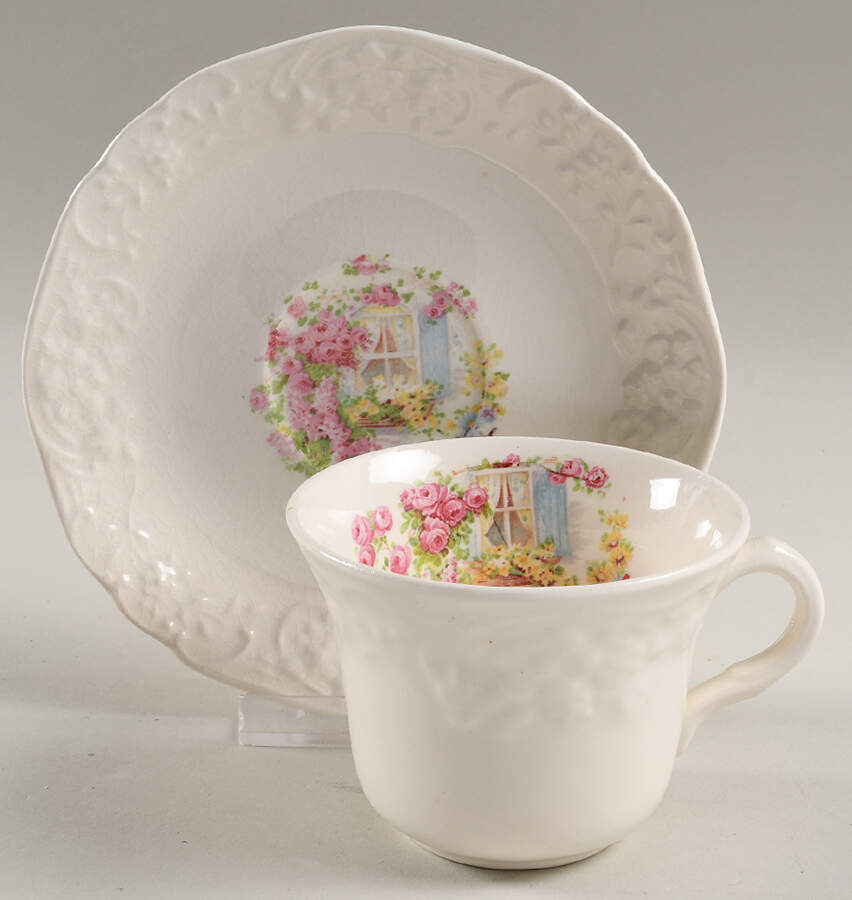 Cottage Window Flat Cup & Saucer Set by Edwin Knowles-1